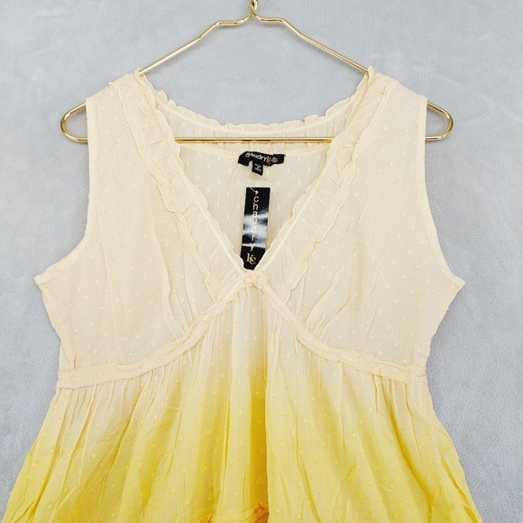 New Chaudry V-Neck Sleeveless Midi Yellow Cotton Dress P2378 - Picture 3 of 8
